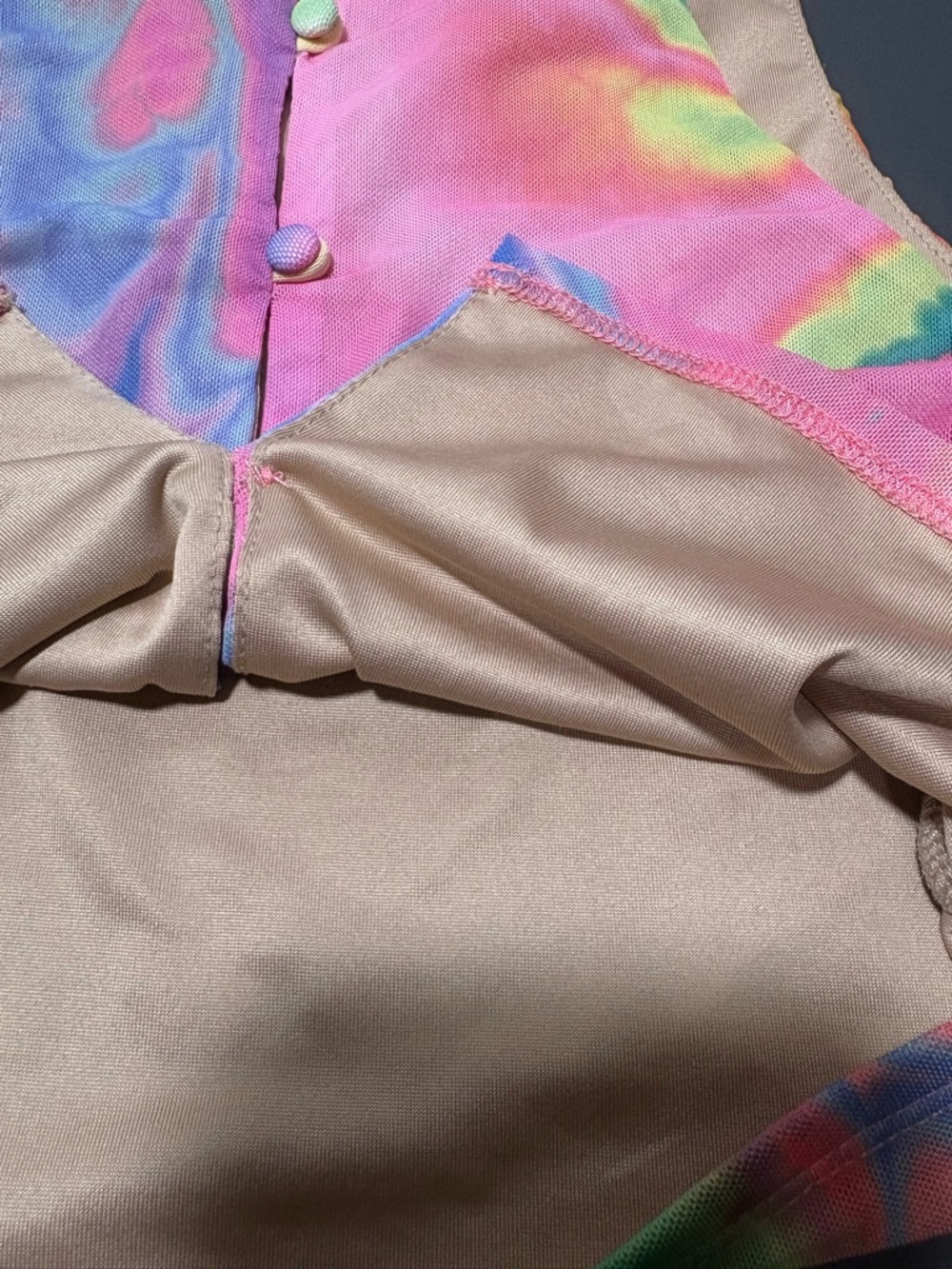 AFRM Calabra Multicolor Tie-Dye Button Front Mesh Crop Tank - Picture 5 of 8